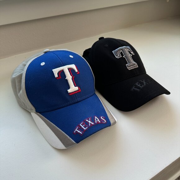 Texas Rangers Hat Bundle – ’47 Brand Black Cap & Fan Favorite Blue/Gray Cap - Picture 3 of 16